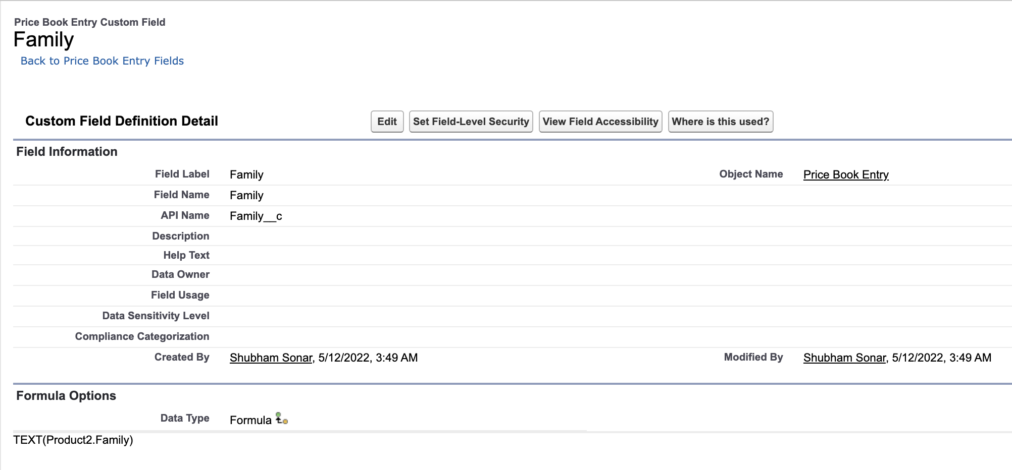 Family formula custom checkbox field in price book entry object.