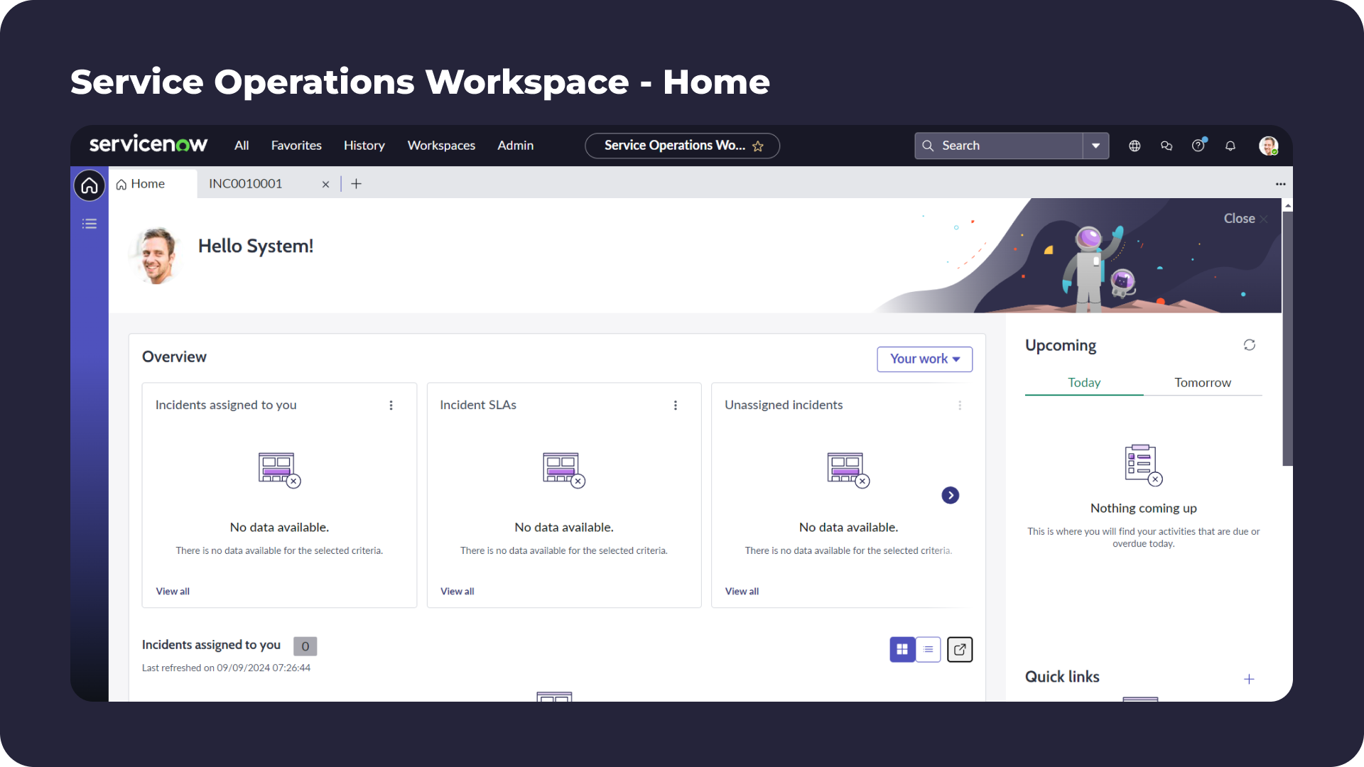 ServiceNow - Service Workspace HOME