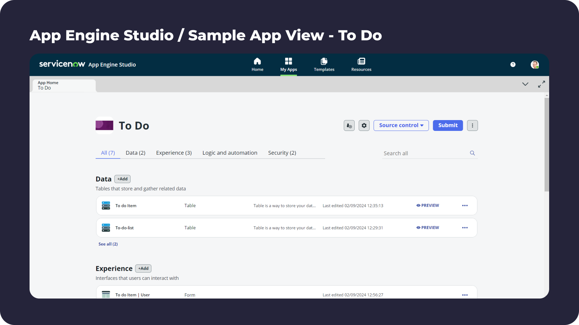 ServiceNow - App Engine Studio App